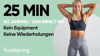 25 MIN No Jumping  Low Impact HIIT  Effektives Intensives Ganzkörper Intervall Training [upl. by Rizan]