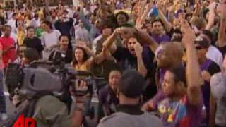 LA Fans Celebrate Another Lakers Title [upl. by Ardried]