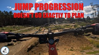 JUMP PROGRESSION Doesnt go exactly to plan Airfield Woodhill mtbjumps [upl. by Nylahs]