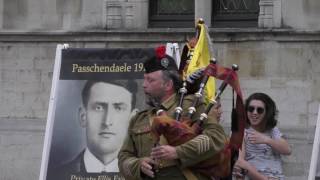 Flashmob Field Marshal Haigs Own Pipes amp Drums  100 Year Passchendaele  Brugge Bruges [upl. by Arenahs]