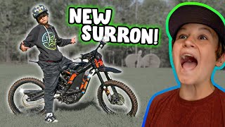 Huckson Deegan Gets A Surron Electric Bike For His Birthday [upl. by Jeggar348]