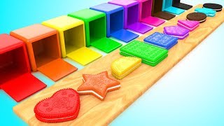 Shapes amp Colors for Children with Color Cream Biscuits Shapes 3D Kids Baby Learning Educational [upl. by Nommad248]