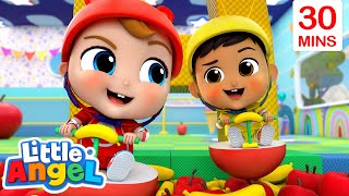 Apples and Bananas Race  More Adventure Songs LittleAngel Kids Songs amp Nursery Rhymes [upl. by Aiam]