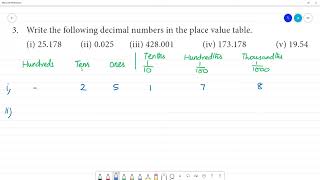 Class 7 TN Maths Term II 1 Number System Exercise 12 3 Write decimal numbers in the place value [upl. by Atlante]