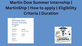 Martin Dow Summer Internship  MartinShip  How to apply  Eligibility Criteria  Duration [upl. by Hendrix145]