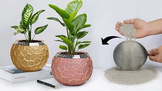 Easy cement pottery making  Cement flower vase  Tree planter Making [upl. by Atinra]