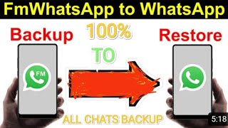 How To Backup Chats FM WhatsApp To Normal WhatsApp  FM WhatsApp Chat Backup Kaise Kare [upl. by Ettesel]