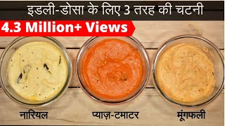 3 तरह की चटनी जो आपके इडलीडोसा के स्वाद को और भी बढ़ा दे  Idli Dosa Chutney Recipe in Hindi [upl. by Ilamad679]