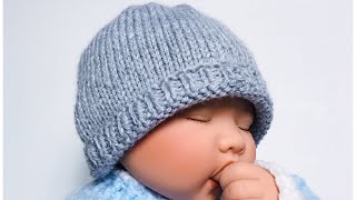 Gorrito tejido con dos agujas para niños y niñas 06M Como tejer paso a paso Crochet for Baby [upl. by Friend585]