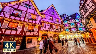 Colmar France Christmas Market 2022 🇫🇷 4K Evening Walking Tour [upl. by Notsuh39]