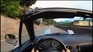 POV Driving a Mazda MX5 NA on beautiful Lake Como Roads Italian citypop version [upl. by Bernadette]