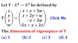 dimension of subspace Gate 2011 Linear Algebra eigenspace of linear transformation [upl. by Brass]