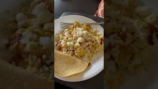 My breakfast this morning Migas with queso fresco and a quesadilla de queso Oaxaca [upl. by Ainigriv]