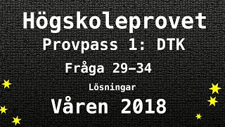 Högskoleprovet 2018 Våren Lösningar Pass 1 DTK del 1 Kvantitativa Matte [upl. by Ylime]