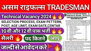 Asam Rifies Tradesman Recruitment 2024  Asam Rifies new Recruitment 2024  🔥Post 1425 🔥  jobs gk [upl. by Nelan805]