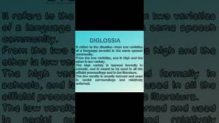 What is Diglossia in Linguistics linguistics languagelearning english ylt saqlainshah shorts [upl. by Hadlee476]