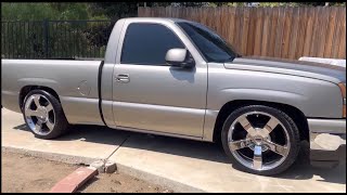 NBS Chevy Silverado With A 46 Drop 22” SS Wheels [upl. by Anidam345]