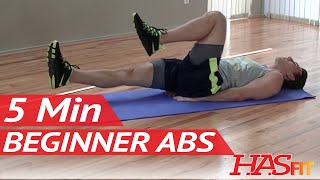 5 Min Beginner Ab Workout for Women amp Men  HASfit Easy Core Exercises  Easy Ab Workouts  Easy Abs [upl. by Harlen]