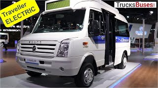 Force Traveller Electric Bus  TrucksBusescom  Auto Expo 2020 [upl. by Annaehs481]