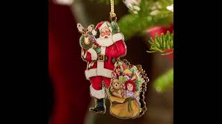 Christmas Keepsakes Gold Plated Santa With Toys Ornament in Gift Box [upl. by Brana]