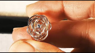 銅線編織玫瑰花戒指 rose ring DIY doing the romantic token for yourself  easy and pertty手做浪漫的愛情信物 [upl. by Imotih510]