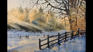 Watercolor painting tutorial  Snowy Scene [upl. by Radcliffe]