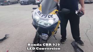 Honda CBR 929 LED Headlight Bulbs Installed [upl. by Darraj]