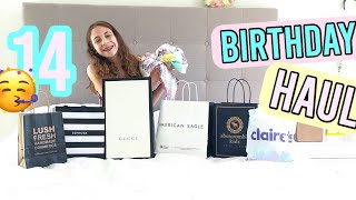 14th BIRTHDAY HAUL Gucci AE Lush Claire’s etc🥳 [upl. by Enaujed]