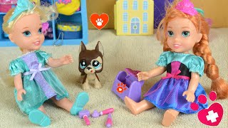 Elsa and Anna PuppySitting Rapunzel  Dog  Annia amp Elsia Toddlers  Pets I Toys Dolls LPS I Ep87 [upl. by Naam]