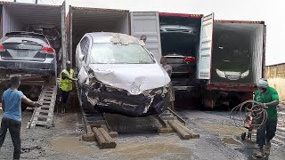 Scary Way They Unload Imported Broken Cars in Nigeria [upl. by Valentino347]