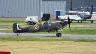 Supermarine Spitfire P7350 of the BBMF departing Gloucestershire airport Staverton 1162022 [upl. by Ainig705]