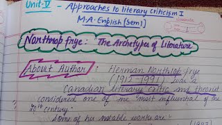 Northrop Frye  The Archetypes of Literature  Approaches to Literary criticism  MA English Sem 1 [upl. by Nylavad145]