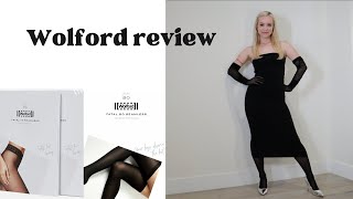 Wolford review amp try on haul Fatal dress 15 denier seamless tights 80 denier stay up stockings [upl. by Lang]