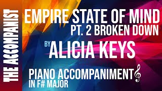 EMPIRE STATE OF MIND Part 2 Broken Down  Alicia Keys  Piano Accompaniment Karaoke [upl. by Zullo]