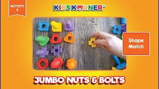 Jumbo Nuts and Bolts for Toddlers by Kids Korner  Educational Learning Toys  ACT 6 Shapes [upl. by Ahsilram441]