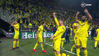 Full time SCENES as Villarreal win their FIRSTEVER trophy 202021 Europa League winners [upl. by Soinotna]