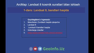 1dars Landsat 8 bandlari haqida gis arcmap map remotesensing arcgisdarslari [upl. by Orran]