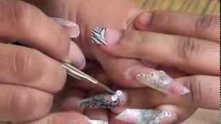 Acrylic Nail art 3D flower Design beginner [upl. by Ylicis]