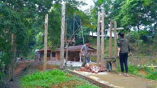 Progress of the 2nd day of construction of the Safety Gate Erecting wooden pillarssolid foundation [upl. by Edrahc]