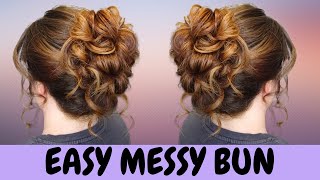 EASY high messy bun hairstyle  quick hair tutorial [upl. by Ikim495]