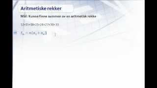 kap 65  Aritmetiske rekker [upl. by Giovanna]