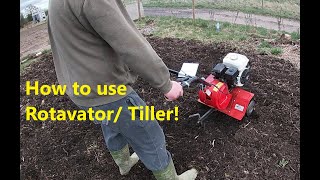 How to use a Rotavator or tiller from starting it  to operating it [upl. by Nolla]