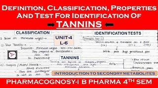 TANNINS  Secondary metabolites in plant pharmacognosy unit4  pharmacognosy1  B pharma 4th sem L6 [upl. by Brandwein]