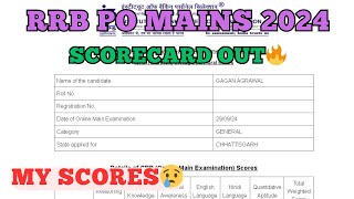 ✍️RRB PO MAINS 2024 Scorecard Out  My Scorecard🔥✅CHHATTISGARH  RRBPOMAINS rrbpointerview rrbpo [upl. by Ydieh]