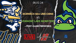 Norwich Sea Unicorns vs Vermont Lake Monsters  PostGame Fireworks [upl. by Arema]