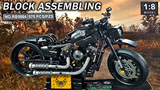 Motorcycle model DIY kit detailed block assembling NO RB0064 575 pcs no paint no glue [upl. by Iinde]