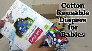 Unboxing Cotton Reusable Diapers for Babies  babyhug amp paw paw reusable washable cloth diapers [upl. by Yeclehc321]