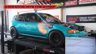 AWD K24 EG CIVIC DYNO DAY 1994 Honda Civic All Wheel Drive K24 Build Hits The Dyno [upl. by Ynetsed]