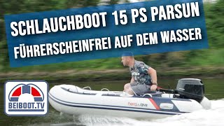 ⚓ Schlauchboot mit Parsun 15 PS Führerscheinfrei an einem Honda Honwave T30 AE3 [upl. by Spears]