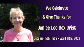 Janice Lee Cox Crist Memorial FPCPT Saturday July 22 at 11am [upl. by Nessi632]